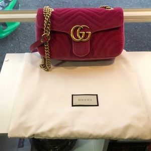 Gucci Velvet Small Marmont in Pink